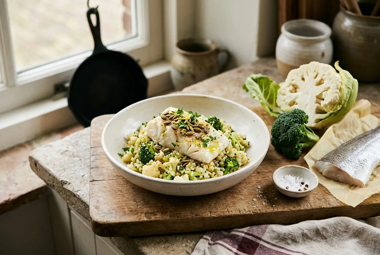 Bloemkool met kabeljauw en broccoli: gezond recept