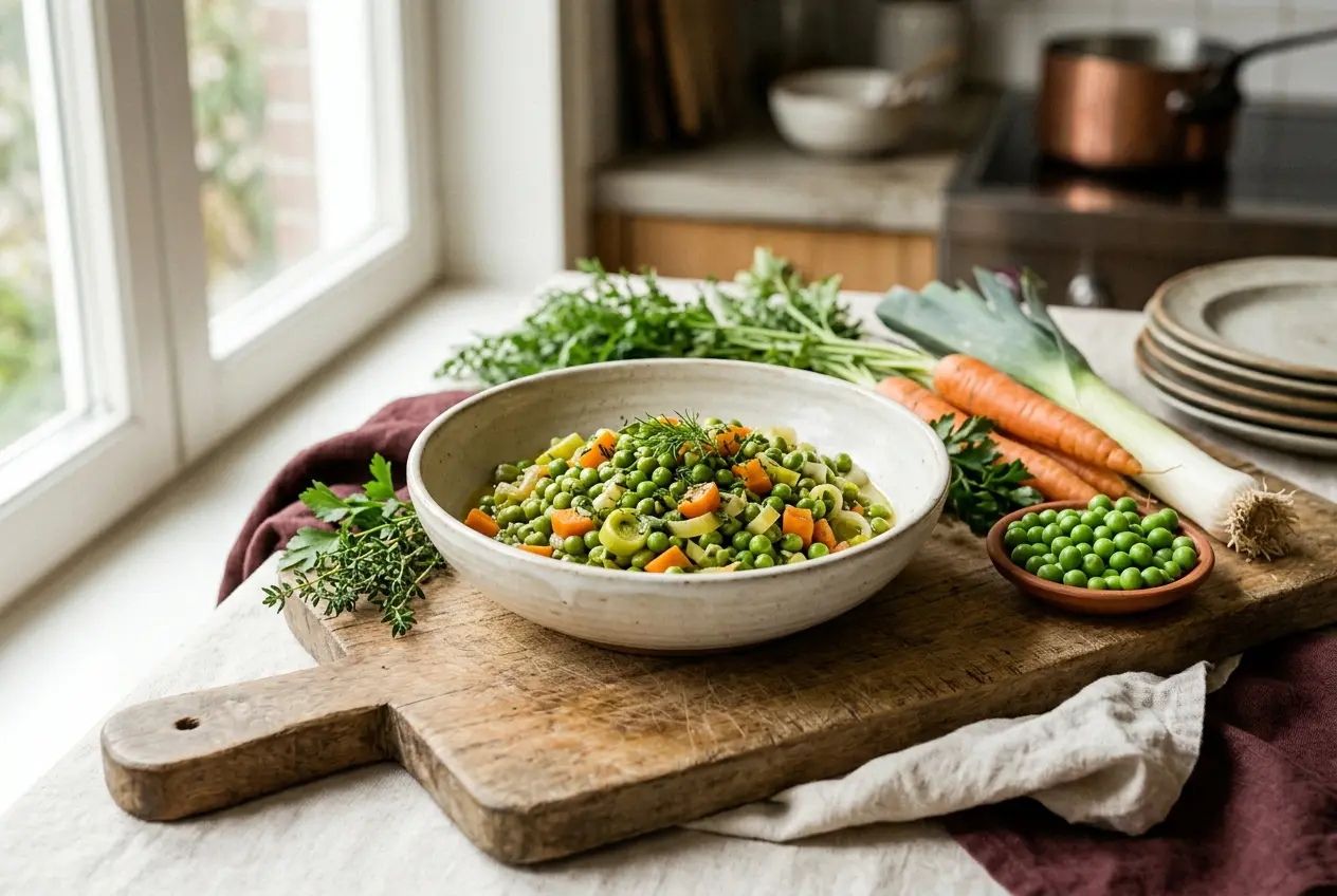 Doperwten met wortels en prei: gezond recept vol voedingsstoffen