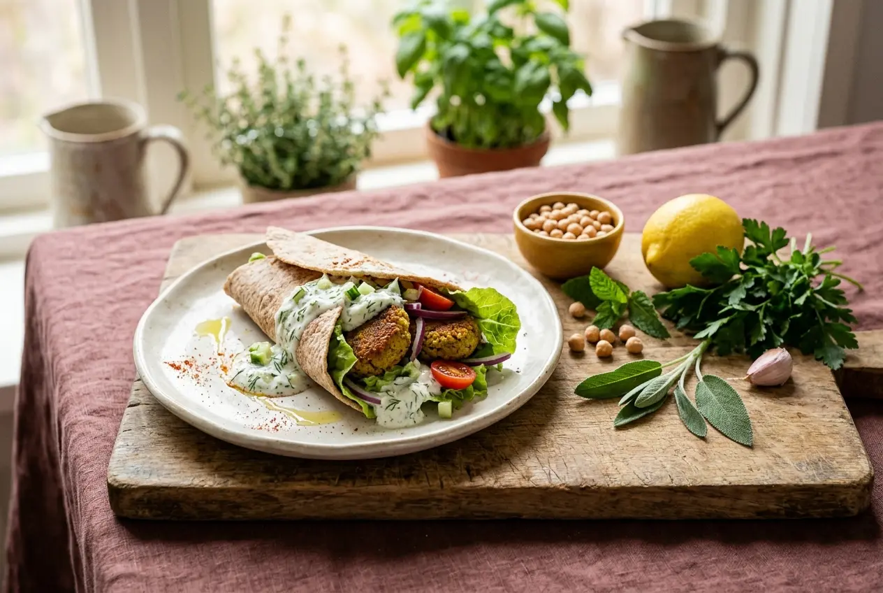 Falafel wrap met tzatziki: gezond en klaar in 15 minuten