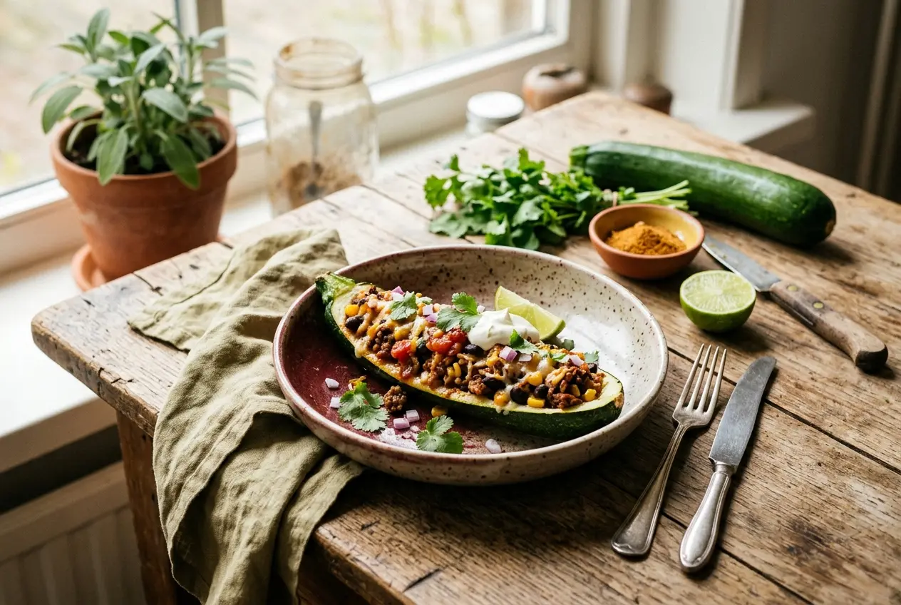 Kruidge Gevulde Courgette in Mexicaanse Stijl