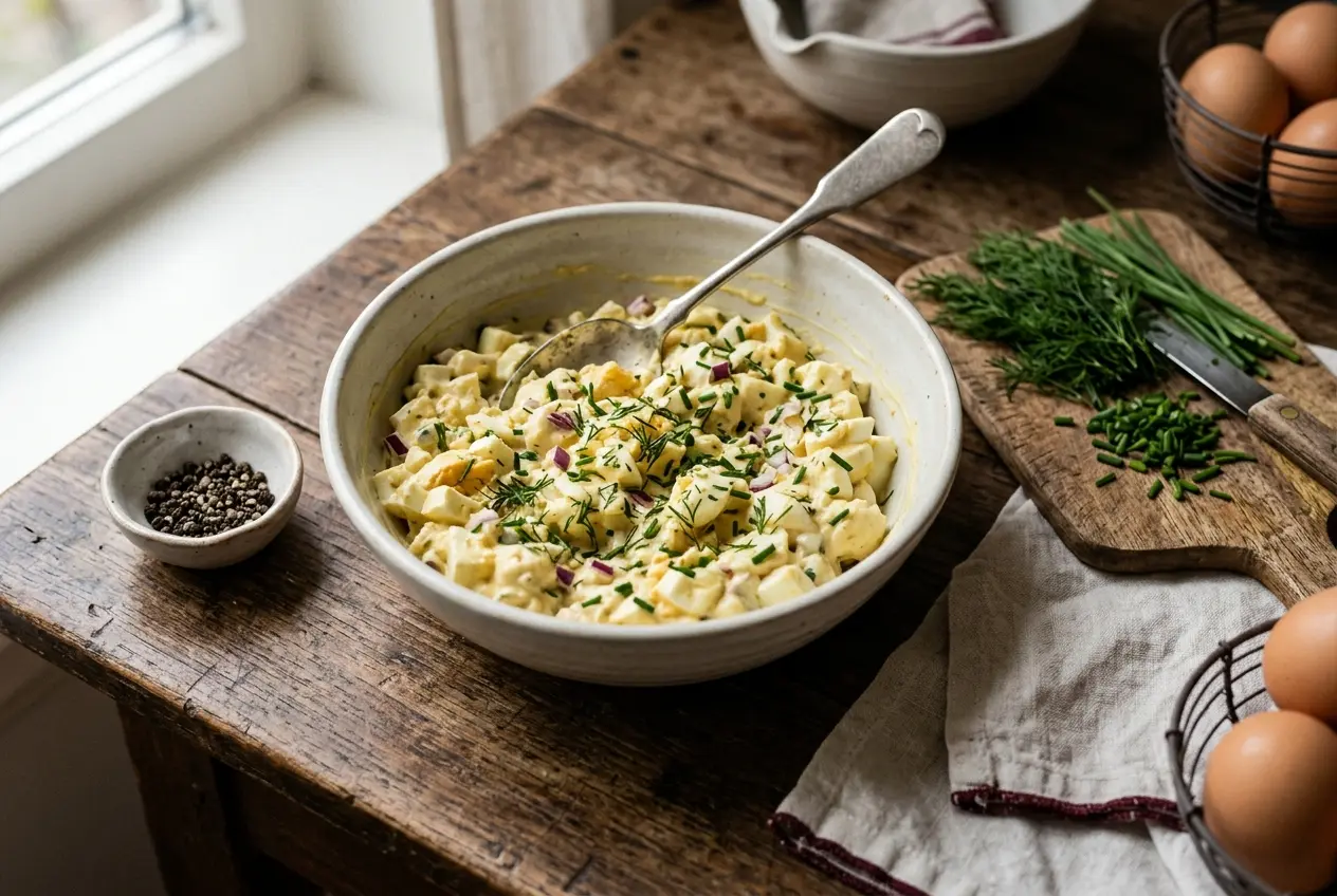 Gezonde eiersalade: eenvoudig recept met verse ingrediënten
