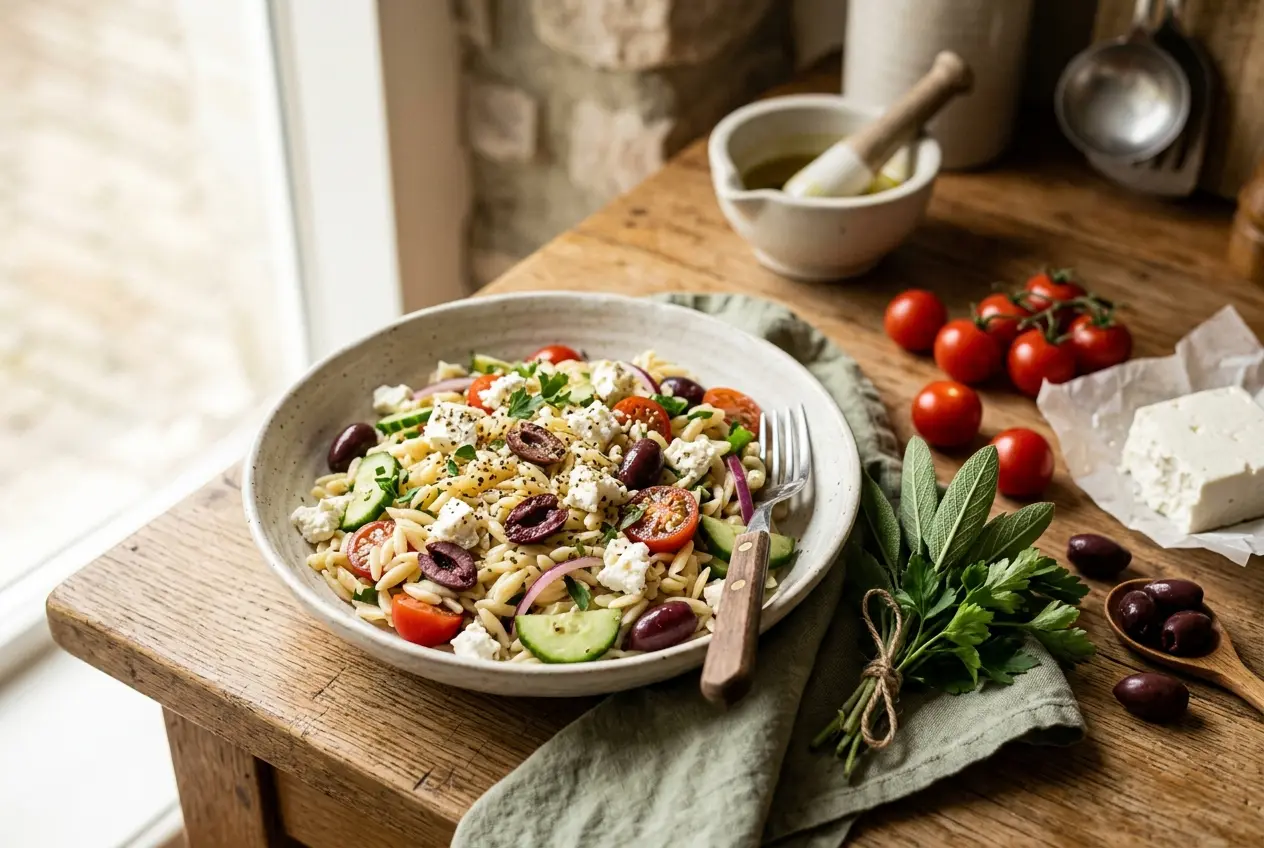 Griekse pastasalade recept — klaar in 15 minuten