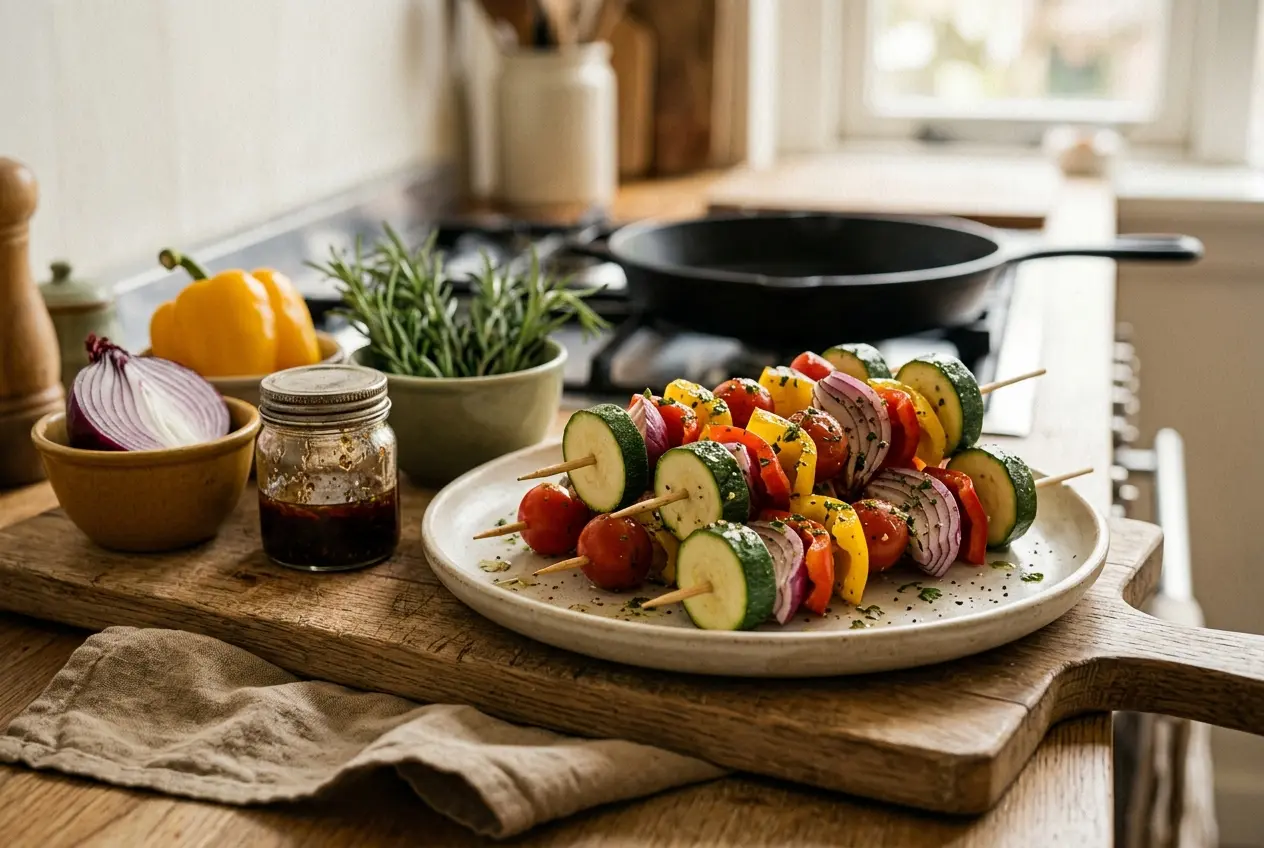 Groente spiesjes voor de barbecue: snel recept met marinade