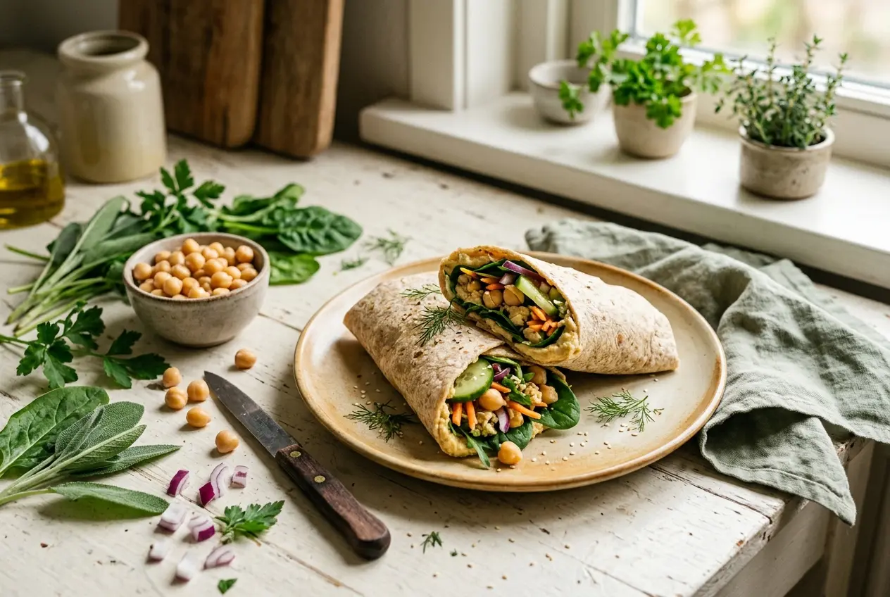 Hummus wrap met kikkererwten — gezond en makkelijk