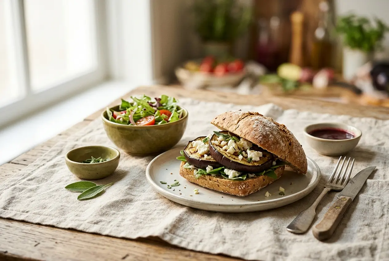Gezonde aubergineburger bij jicht: recept met minder purine