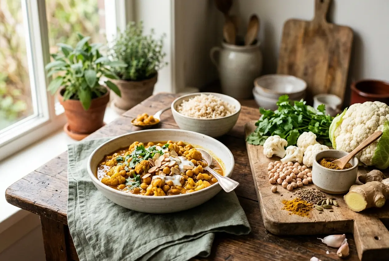 Kikkererwten curry met bloemkool: makkelijk recept met plantaardig eiwit