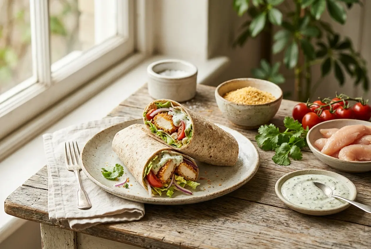 Knapperige kip wrap: gezond recept met Panko-korst in 20 minuten