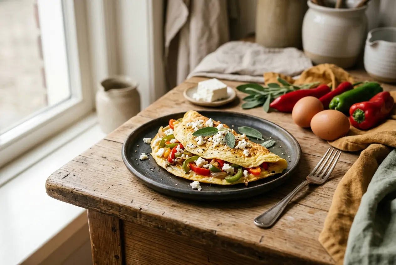 Omelet met groenten: gezonde lunch in 15 minuten