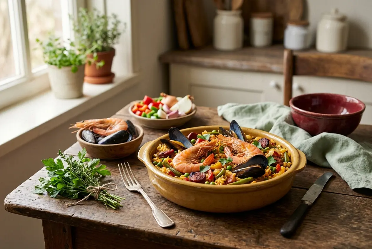 Paella recept met garnalen en mosselen (ook koolhydraatarm)