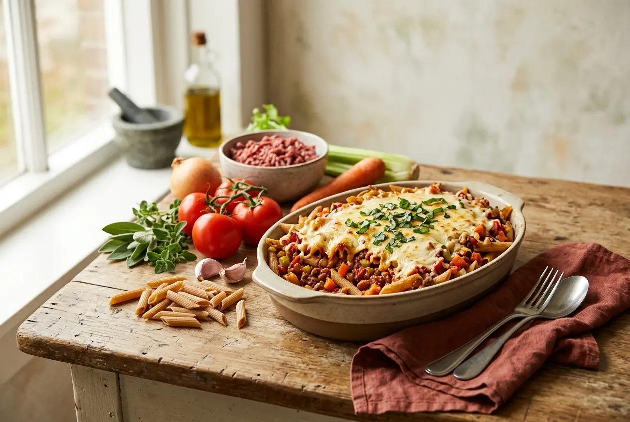 Pasta met gehakt uit de oven: voedzaam recept met verse tomatensaus