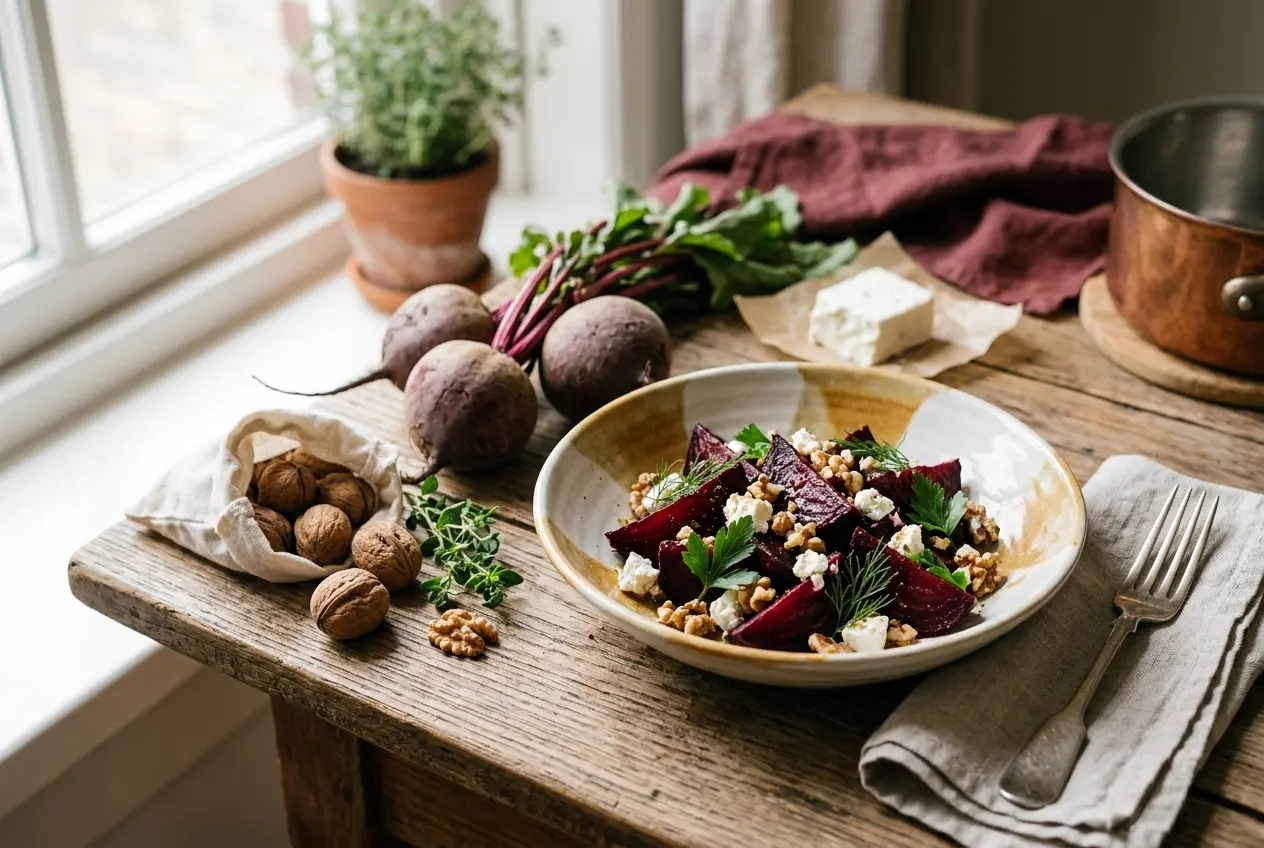 Rode bieten salade met walnoten: bloeddruk en cardiovasculaire gezondheid