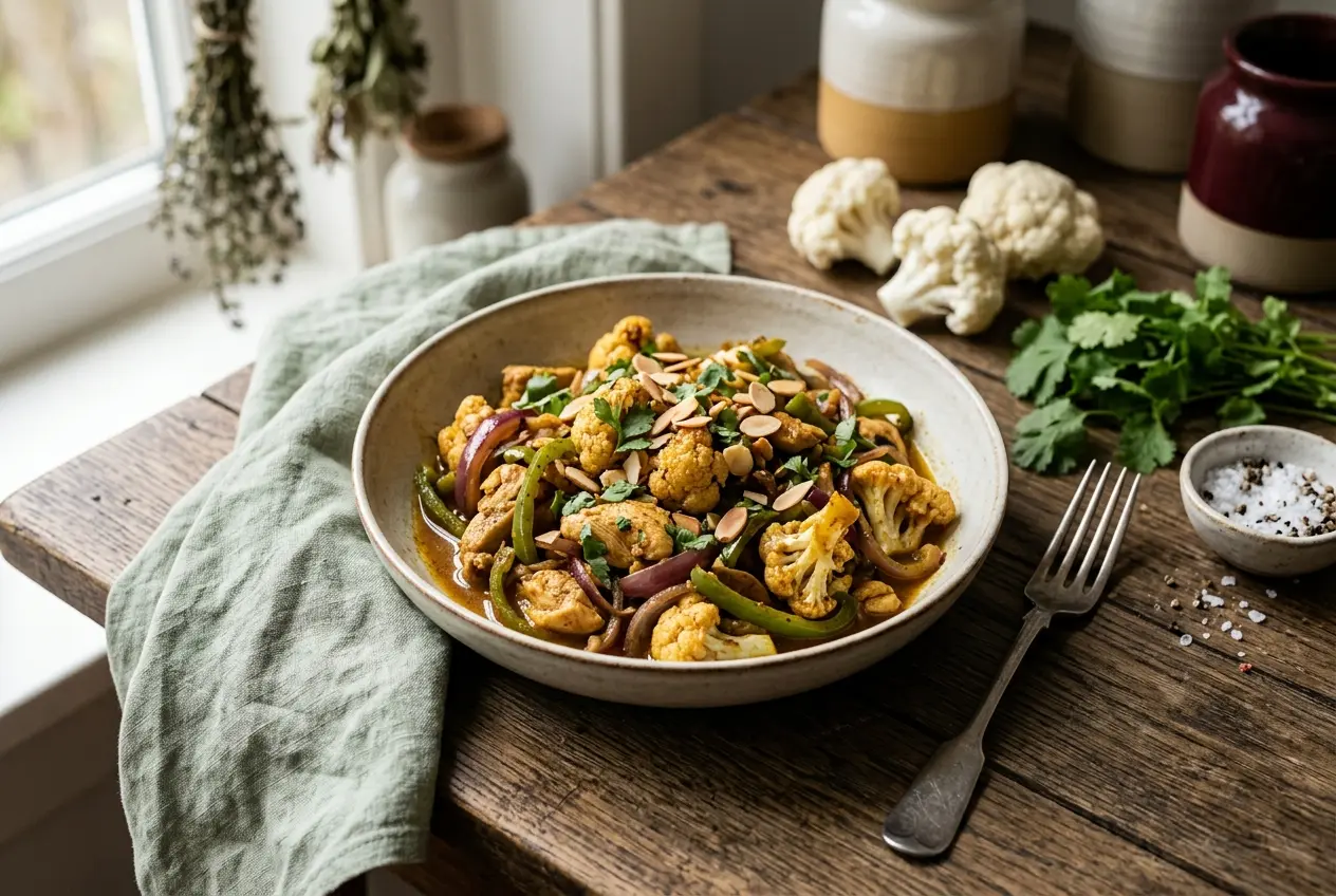 Roerbak met bloemkool en kip: gezond recept klaar in 25 minuten