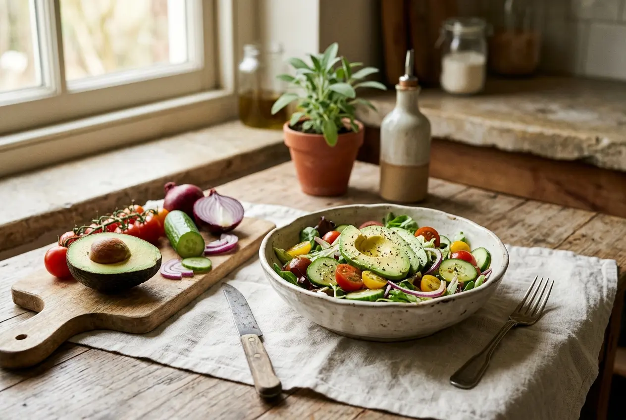 Slamix met avocado — een eenvoudig gezond recept