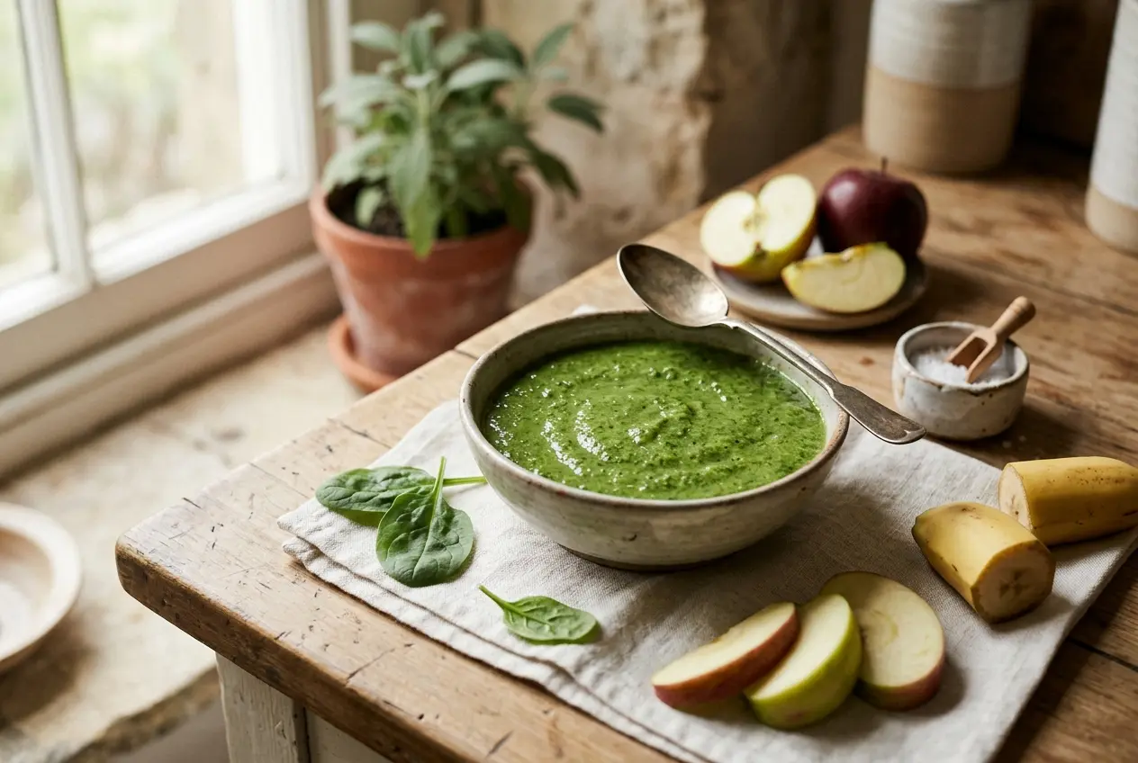 Groene smoothie met spinazie, appel en banaan