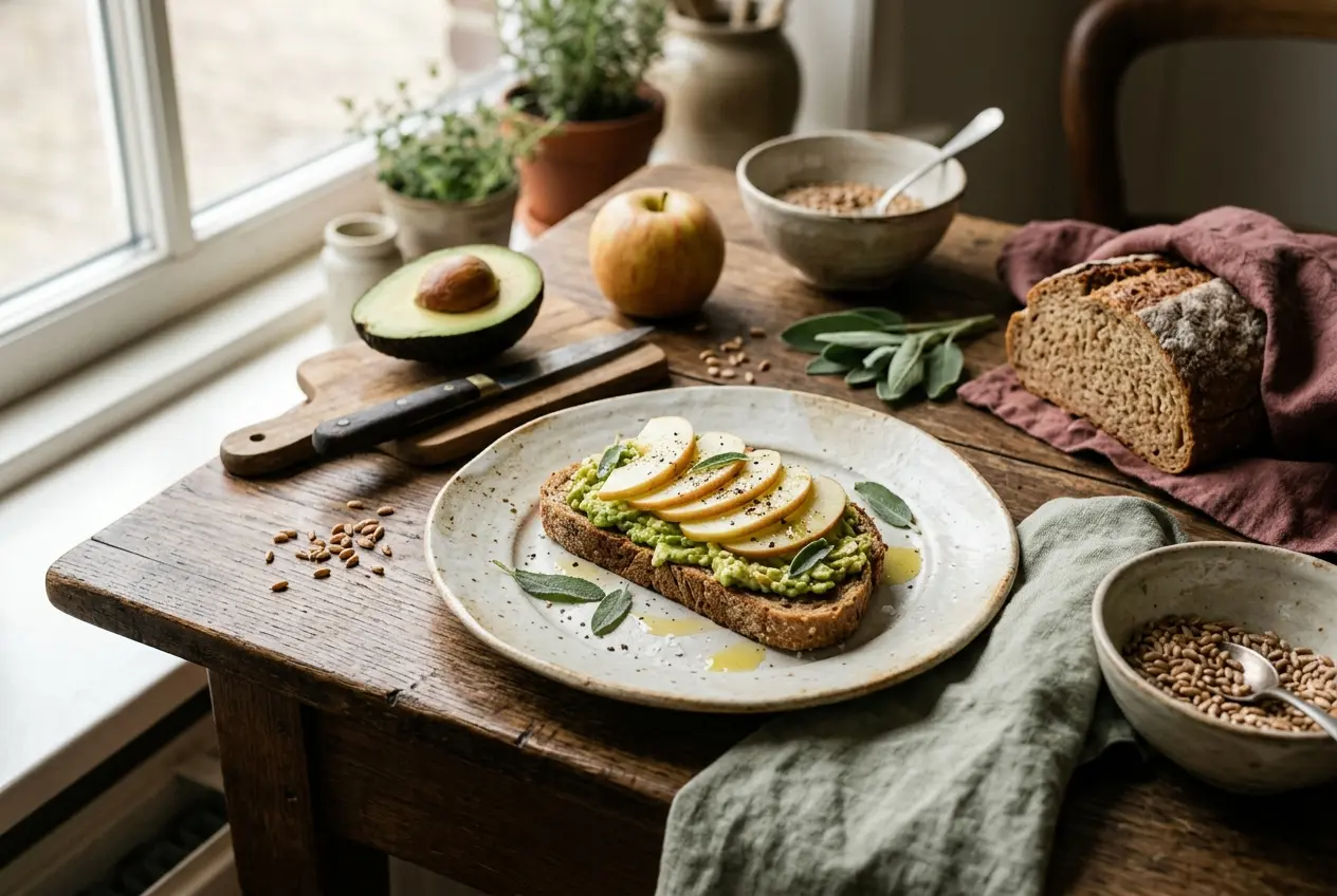 Speltbrood met appel en avocado — gezond ontbijt in 5 minuten