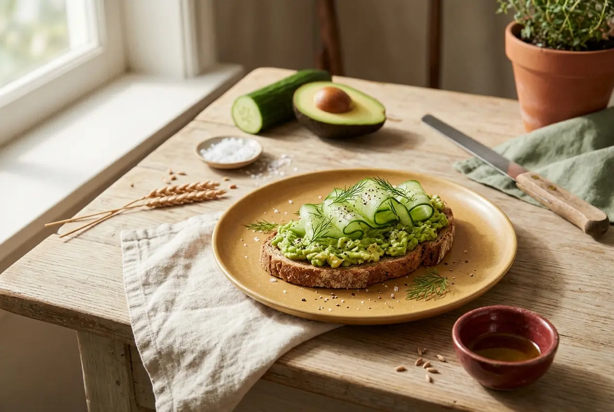Speltbrood met avocado en komkommer: voedzaam ontbijt met onderbouwing