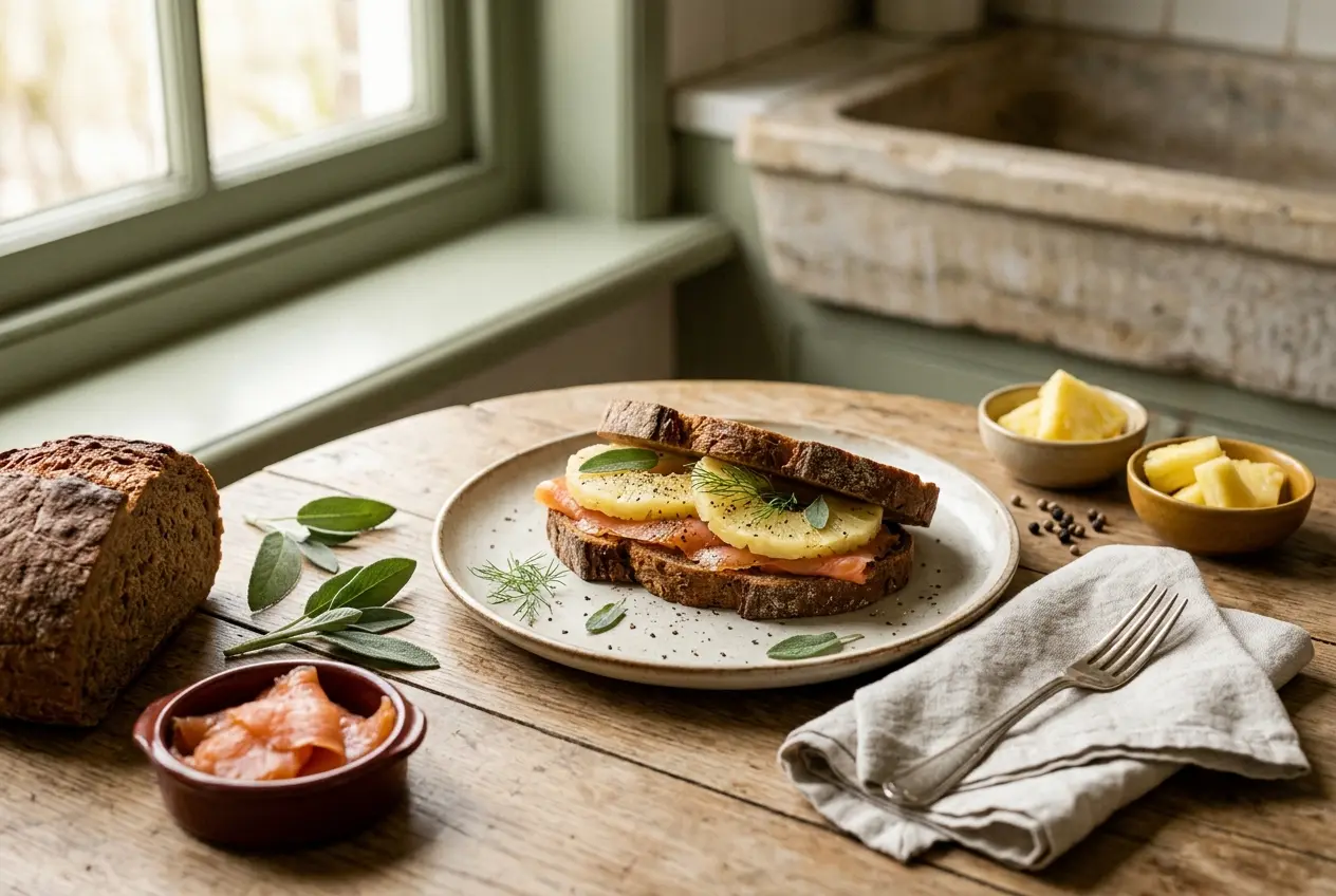 Speltbrood met gerookte zalm en ananas — voedzaam snel recept