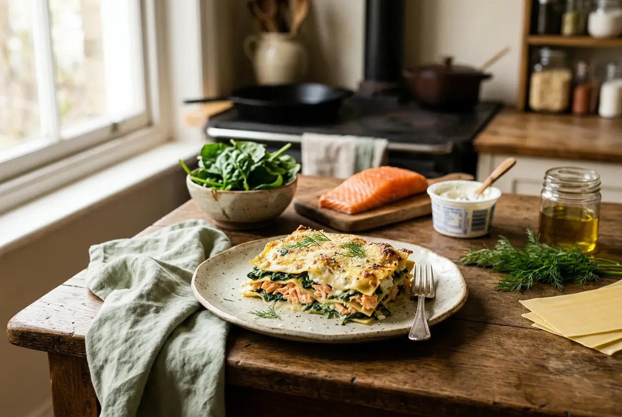 Spinazie lasagne met zalm en ricotta — voedzaam recept met omega-3