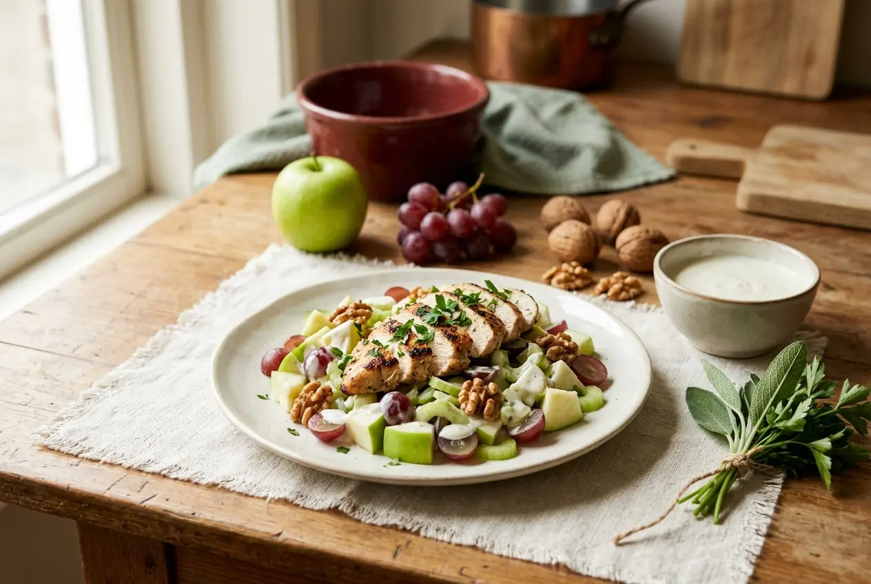 Waldorf salade met gegrilde kip — klaar in 20 minuten
