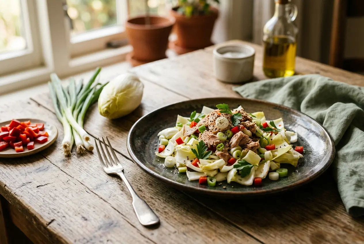 Witlofsalade met tonijn, bosui en paprika — snel en gezond