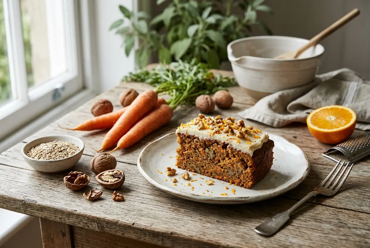 Worteltaart met walnoot: recept met minder suiker (12 porties)