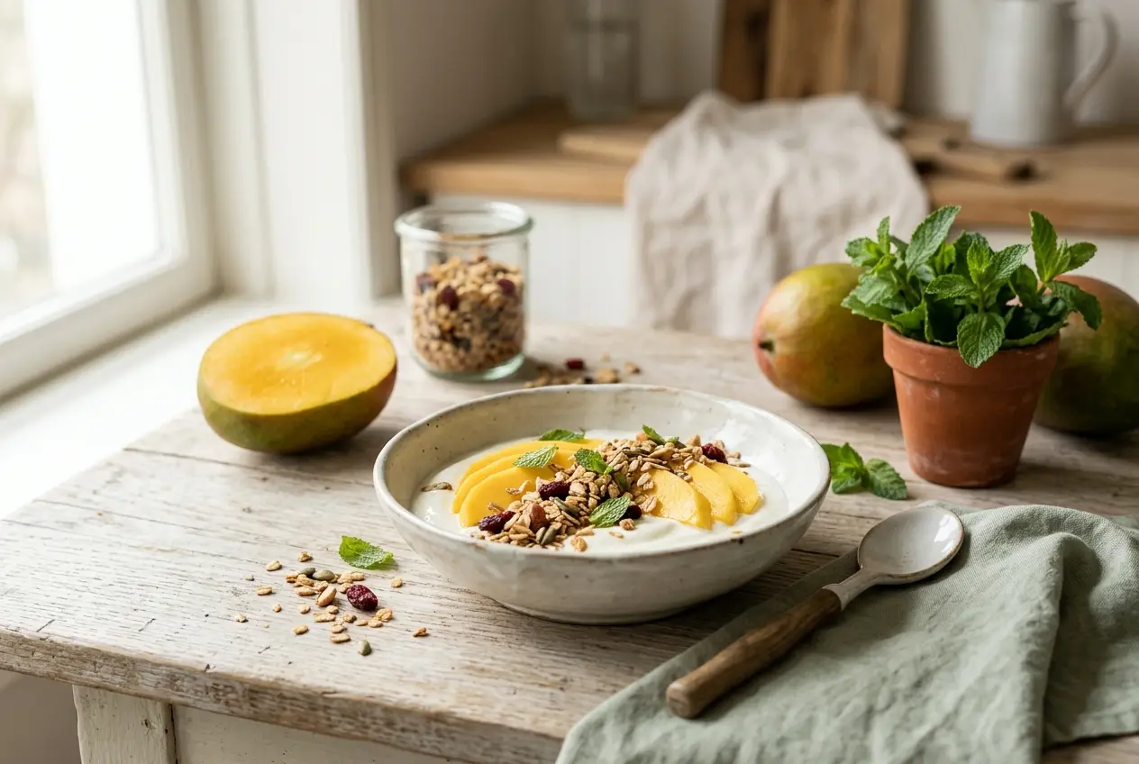 Yoghurt met mango: voedzaam ontbijt met probiotica