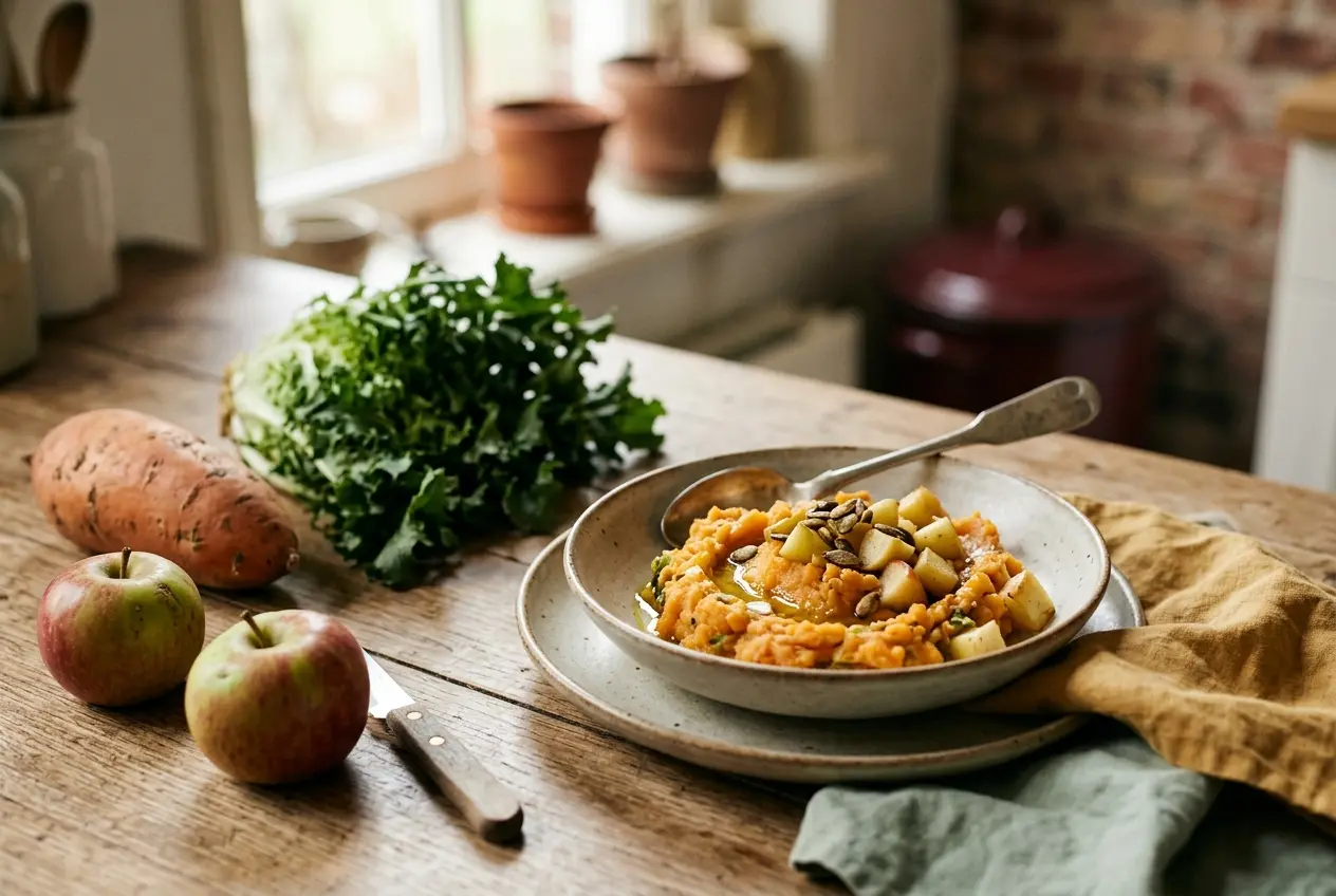Zoete aardappel met andijvie en appel: eenvoudig voedingsrijk recept